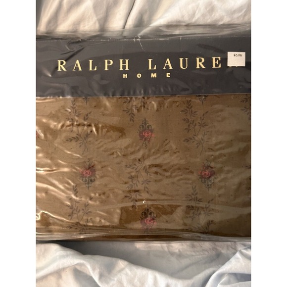 Ralph Lauren‎ FORMAL GARDEN Brown Floral Flat Sheet Queen NWT vintage Dead stock - Picture 1 of 11